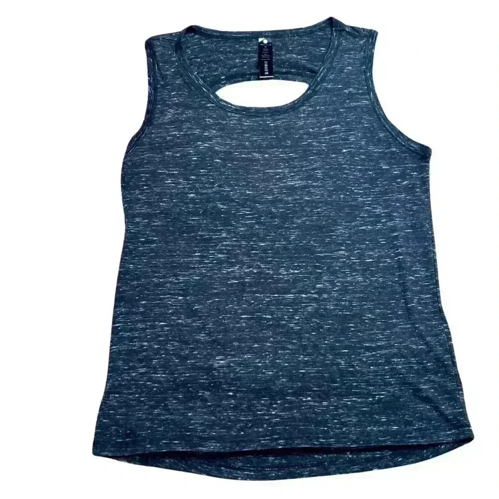 Medium Yogalicious  Flowy Gray Black Relaxed Tank Top Pre Own Good Condition